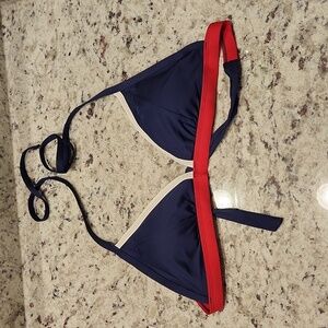Kona Sol Women's Bikini Top Red White and Navy Blue (Size Medium)